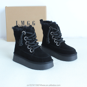 <span class=keywords><strong>Botas</strong></span> de Invierno para <span class=keywords><strong>Mujer</strong></span> de Cuero Genuino Marrón, Botines Estilo Barefoot Resistentes a las Manchas, <span class=keywords><strong>Botas</strong></span> de Nieve Estilo Country - Product Image 3