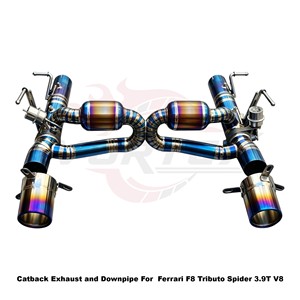 ระบบท่อไอเสียแบบเต็มระบบ Vortex Blue Titanium Valved พร้อมดาวน์ไปป์และแคทแบค สำหรับ Ferrari F8 Tributo Spider 3.9T V8 ชุดแต่งพร้อมแผ่นกันความร้อน - Product Image 4