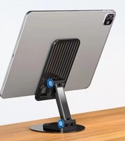 Support de téléphone portable ergonomique, portable, entièrement pliable, réglable en hauteur, rotation à 360°, en alliage d'aluminium, support télescopique