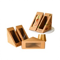 Boîte d'emballage pour sandwich en papier kraft recyclable personnalisée, design triangulaire à trous, boîte à lunch pour la maison, boîte à collation jetable en papier