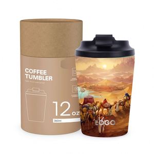 แก้วกาแฟเก็บความร้อนแบบสุญญากาศ สแตนเลสสองชั้น ขนาด 12 ออนซ์ ลายอูฐ ดีไซน์สวย ขายดี - Product Image 1