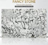 Dalle de pierre naturelle de luxe polie bleu paon FANCY STONE pour comptoirs de cuisine, murs d'hôtels et projets d'aménagement intérieur de villas