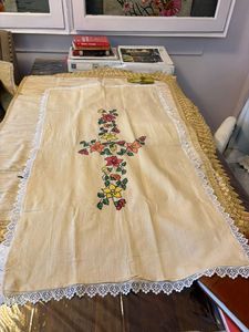 Designer Cotton Embroidered Table <b>Runner</b> Floral Design Premium Quality Table Cover For Home Restaurant Decor - Product Image 1