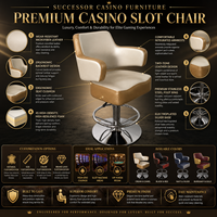Chaise de casino Successor avec accoudoirs robustes et réglables, idéale pour les clubs, les bars et les tables de poker personnalisées