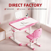 Chaise et bureau ergonomiques pour enfants avec base en forme de H, pieds télescopiques et embouts roses, chaise d'étude réglable en hauteur pour enfants