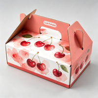 Boîte d'emballage de luxe pour cerises du Chili avec poignée, boîte cadeau en carton ondulé imperméable pour fruits, vente en gros de boîtes en papier avec poignée