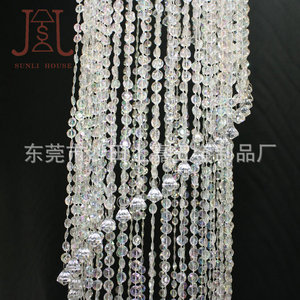 Lustre en spirale Chengyi en cristal d'imitation, couleur AB, perles irisées, hauteur réglable 600 mm, lumière décorative pour mariage - Product Image 1