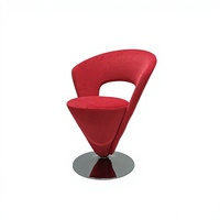 Fauteuil pivotant moderne et minimaliste en velours avec base conique en acier inoxydable pour salon et café
