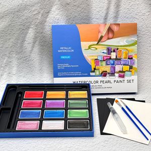 Set <span class=keywords><strong>de</strong></span> Pintura <span class=keywords><strong>de</strong></span> Acuarela Metálica <span class=keywords><strong>de</strong></span> Gran Capacidad, 12 Colores, 6ml, Pigmento Perlado con Pincel y Papel, Kit <span class=keywords><strong>de</strong></span> Arte No Tóxico <span class=keywords><strong>para</strong></span> - Product Image 3