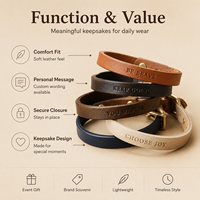 Bracelet en cuir véritable gravé au laser personnalisé avec nom et logo pour homme et femme, cadeau d'anniversaire, vente en gros