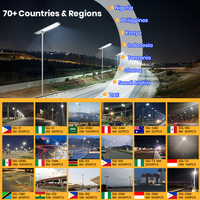 SRESKY Lámpara Solar LED Todo en Uno para Calle, Luces Solares con Celdas Solares, Foco LED Solar de 60W 80W 100W, Luz Solar con Sensor y Autolimpieza