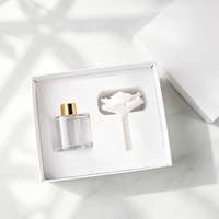 Diffuseur de parfum d'ambiance en cire parfumée, avec bâtonnets, en pot de verre de 50 ml, motif floral en porcelaine faite main, pour cadeau de luxe