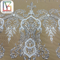 Tissu en dentelle florale française de haute qualité, tissu en dentelle perlée pour mariage, tissu en dentelle africaine avec perles pour robes de mariée pour femmes