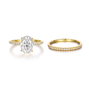 18K Vergulde 2.5ct 925 Sterling Zilveren Bruidsring Sets Vrouwen Rond Moissanite Belofte Ringen Verlovingstrouwringen - Product Image 3