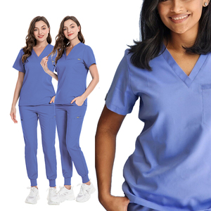 Verde limón nuevo Color brillante Doctor moda Color personalizado cuello en V diseño Unisex estilo enfermería desgaste mujer Scrub uniforme - Product Image 3