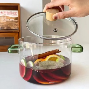 <span class=keywords><strong>Pot</strong></span> en verre transparent épaissi résistant à la chaleur casserole à soupe à Double oreille domestique avec couvercle <span class=keywords><strong>Pot</strong></span> de nouilles instantanées - Product Image 1