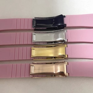 Correa de Reloj de Silicona Rosa con Extremos Curvos de 20MM y 180MM, Cierre Plegable de Acero Inoxidable para Relojes - Product Image 6