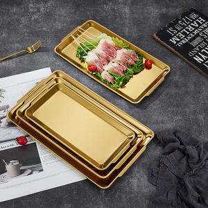 Bandeja Rectangular de Acero Inoxidable para Servir, Apta para Barbacoa y Restaurantes, Bañada en Oro, Apta para Lavavajillas, Plato Multiusos - Product Image 2