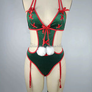 Stile europeo allettante moda calda elastica sfilata di moda donna erotica Lingerie di natale da donna biancheria intima di velluto Sexy - Product Image 6