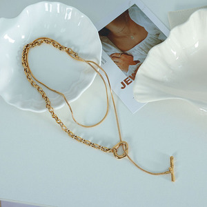 มินิมอลลิสต์เรขาคณิตไทเทเนียมสตีลสร้อยคอโซ่ยาวแฟชั่นเครื่องประดับสำหรับผู้หญิงผู้ชายสเตทเมนท์พีซดีไซน์อินเทรนด์ MYL03 - Product Image 3