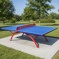 Table de tennis de table en composite SMC pour intérieur/extérieur, finition peinture écologique, couleur bleue, usage sportif, dimensions 2740x1525x760mm