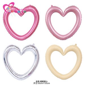 Heart Shape <b>Balloon</b> 40 Inch <b>Silver</b> Photo Frame Valentine's Day Decoration Indoor Use - Product Image 5