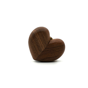 Walnut Wood Ring Wooden <strong>Box</strong> <strong>Heart</strong> <strong>Shaped</strong> Wedding <strong>Jewelry</strong> Storage Engagement Proposal Jewellery <strong>Box</strong> - Product Image 4