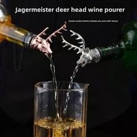 Bouchon verseur pour bouteille d'alcool en acier inoxydable et alliage de zinc, tête de cerf, avec aérateur à vin en acier inoxydable en forme d'animal
