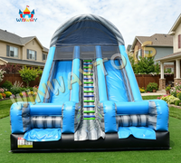 Toboggan aquatique gonflable et château gonflable écologiques en PVC gris bleu marbré pour adultes