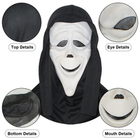 Masque en caoutchouc Horreur Roi des Fantômes, Masque de fantôme froncé sur les yeux, Accessoire effrayant pour Halloween, Capuche personnalisable