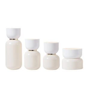 Flacons cylindriques en verre pour cosmétiques, en stock, type pression, vides, pour lotion et sérum, blancs, avec distributeur - Product Image 5