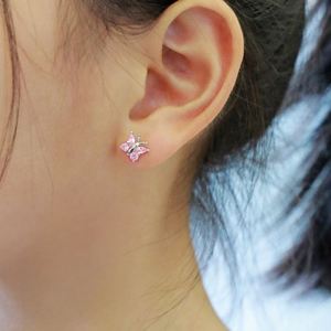 Dylam New Arrival Hypoallergenic Nickel Free 925 Sterling <b>Silver</b> Kid Children Oval 5A CZ Cubic Zirconia Butterfly <b>Stud</b> Earrings - Product Image 2