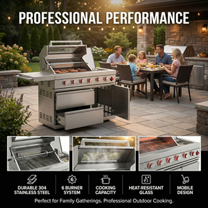 Vente Flash : Barbecue Modulaire de Luxe en Acier Inoxydable avec Fonction Fumoir, Allumage Électronique, Design Moderne et Pierre Culturelle Intégrée - Product Image 5