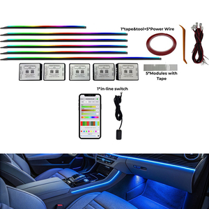 Kit Universale di Luci Ambientali LED Dinamiche 18 in 1 con Controllo App Intelligente per Atmosfera Interna Auto - Product Image 1