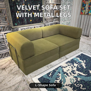 2025 myuz ชุดโซฟากำมะหยี่รูปตัว L แบบแยกส่วนสไตล์ทันสมัยวิธีการแก้ปัญหาที่สะดวกสบายในห้องนั่งเล่นของตกแต่งด้วยฟองน้ำสำหรับโรงแรมอพาร์ทเมนต์ - Product Image 2