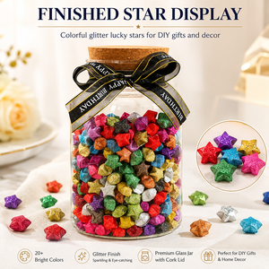 Bandes de papier origami étoiles scintillantes en gros, papier étoile porte-bonheur brillant, couleurs assorties pour la décoration artisanale DIY et les fêtes - Product Image 4