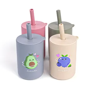 2024 New Custom Sippy Cups for Kids Cups With Straws and Lids Water Drinking Baby Training Fruit Food Grade Silicone Baby Cup
