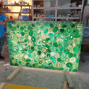 Supply Green Agate Backlit Semiprecious Stone Slabs For Floor Tiles