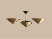 Lustre suspendu conique LED 3 lumières en laiton de style Mid-Century, fait main, vintage, pour salle à manger et cuisine