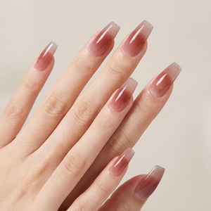<span class=keywords><strong>Uñas</strong></span> postizas de bailarina con forma de ataúd, estilo ombre, tono rosa intenso en el <span class=keywords><strong>centro</strong></span> y borde lila translúcido, de alto brillo, para salón, 24 unidades. - Product Image 1