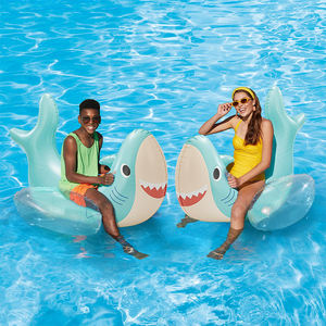 Flotador Inflable de PVC Grueso y Duradero con Forma de Tiburón para Piscina, con Asas, Balsa de Natación con Forma de Animal, Juguetes para Fiestas Acuáticas para Niños y Adultos - Product Image 5