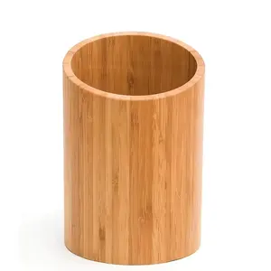 Custom Logo Bamboo Utensils Storage Holder Stand Organizer Wood Spoon Tool Holder For Kitchen