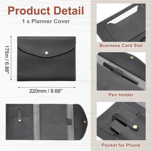 Vente en gros de couvertures de carnet en cuir PU A5 personnalisées avec logo, avec poche pour téléphone et porte-cartes, pour cadeaux promotionnels d'entreprise - Product Image 3