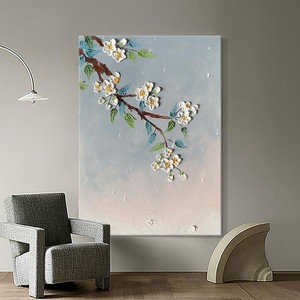 Peinture à l'huile peinte à la main, art mural 3D en forme de fleur de prunier, pour salon, chambre à coucher, toile décorative, style impressionnisme - Product Image 4