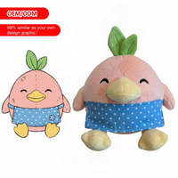 Jouets en peluche personnalisés en gros, poupées, décorations de boulangerie en forme d'oiseau rose de dessin animé, jouets uniques, jouets en peluche mignons, porte-clés en peluche personnalisés