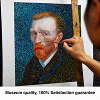 Reproduction personnalisée faite à la main sur toile de l'autoportrait de Van Gogh, célèbre peinture à l'huile, art post-impressionniste pour la décoration du salon