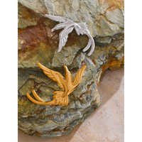 JINYOU-Broche en forme d'oiseau en métal, broche en acier inoxydable PVD, texture étanche pour femmes, cadeau de fête, nouveauté 4521