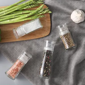 Chinagama Spice Bottles Pepper Mill Adjustable Pepper Mill Mini Salt And Pepper Spice Bottles With Shaker Lids