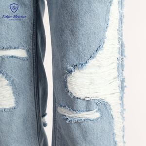 EDGE DENIM Custom Distressed Blue Washed Branded <span class=keywords><strong>Rock</strong></span> Star Jeans <span class=keywords><strong>Rock</strong></span> and Roll <span class=keywords><strong>Rock</strong></span> Jeans Pantalones para hombres - Product Image 3