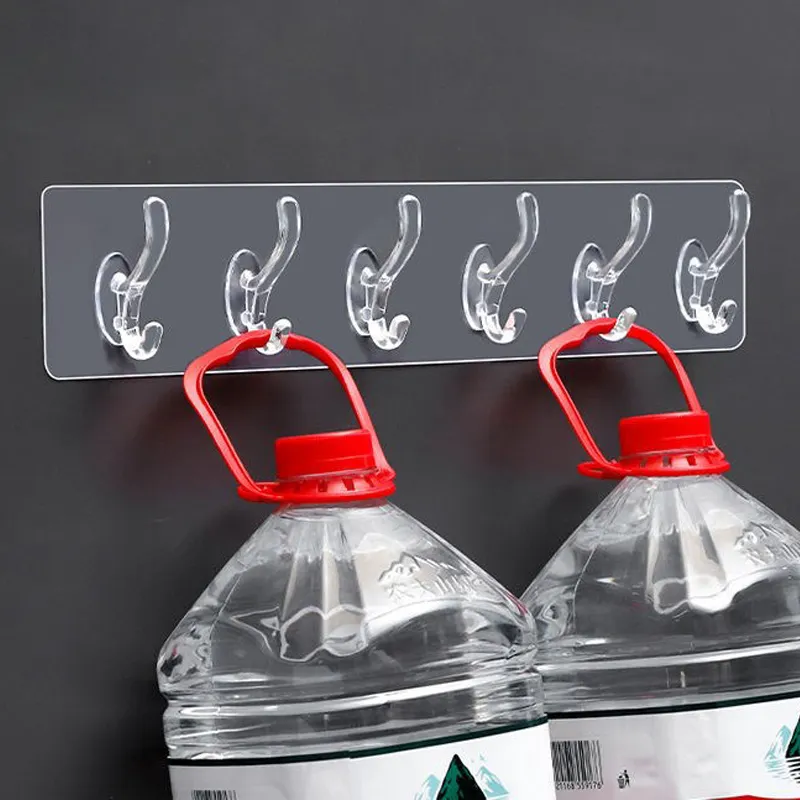 Multifungsi 6Cm Punch-GRATIS Tanpa Tanda Stiker Transparan Kait Gantungan Dinding Perekat Diri Hook Nordic